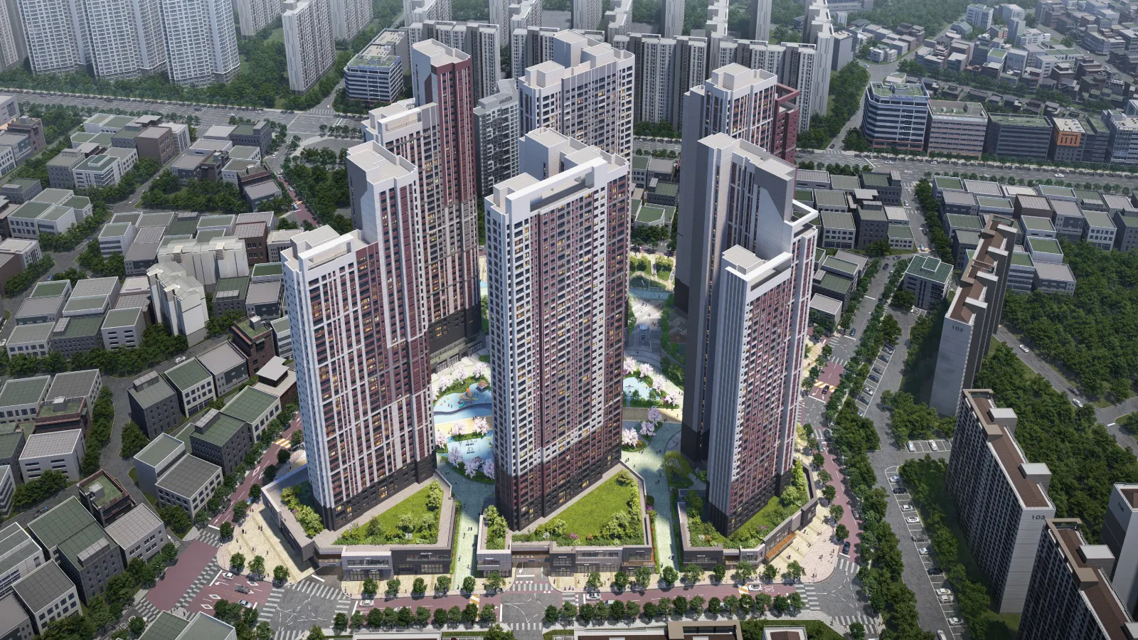 여의대방-더-마크원-아파트-조감도-최고-42층-1,228세대-고층-대단지-도심-중앙-녹지-커뮤니티공간-쾌적한-주거환경-생활인프라-교통-입지-한눈에-보임